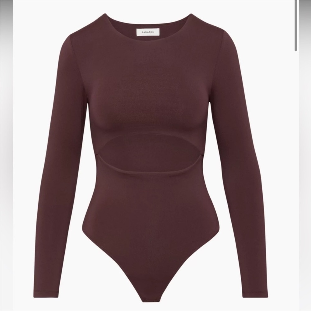 NWT NEW Aritzia Babaton Countour Cutout Bodysuit Segovia in Burgundy size XS